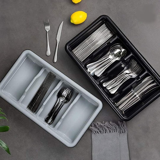 Grey Cutlery Holder & Tray Caddy | Perfect for Organizing Silverware and Condiment Packets